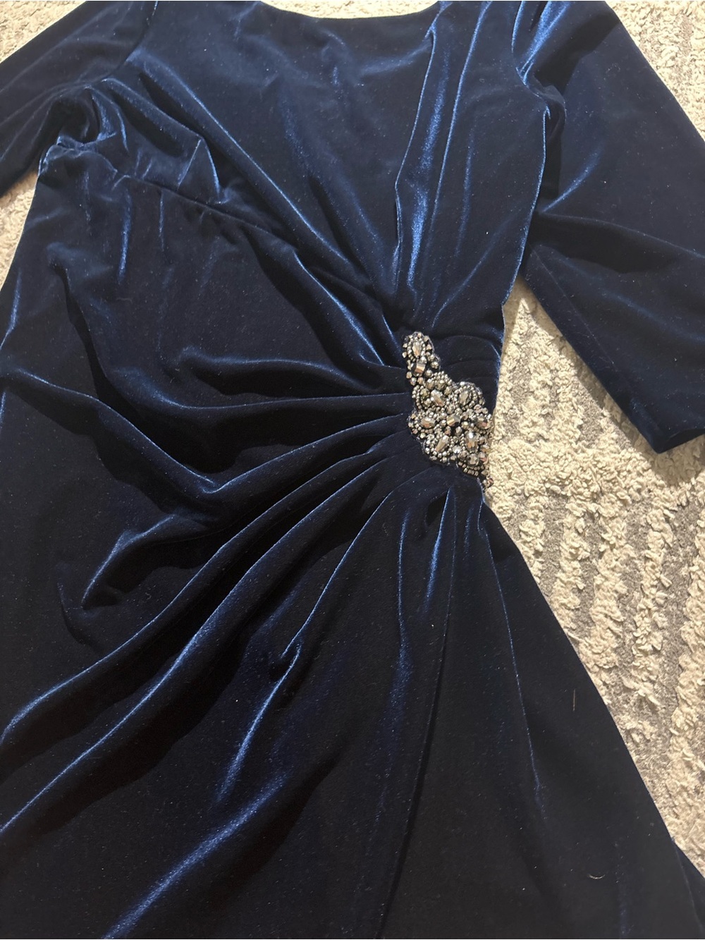 Alex evening blue velvet jewel wrap style dress size 16 - Picture 4 of 6